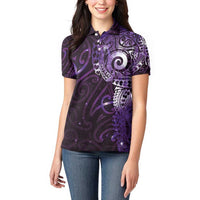 Matariki New Zealand Maori Koru Art Tattoo Women Polo Shirt New Year Galaxy Purple Sky Style