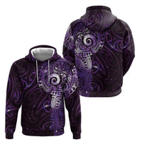 Matariki New Zealand Maori Koru Art Tattoo Zip Hoodie New Year Galaxy Purple Sky Style
