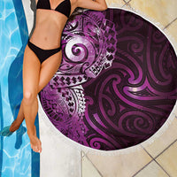 Matariki New Zealand Maori Koru Art Tattoo Beach Blanket New Year Galaxy Pink Sky Style