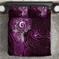 Matariki New Zealand Maori Koru Art Tattoo Bedding Set New Year Galaxy Pink Sky Style