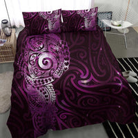 Matariki New Zealand Maori Koru Art Tattoo Bedding Set New Year Galaxy Pink Sky Style