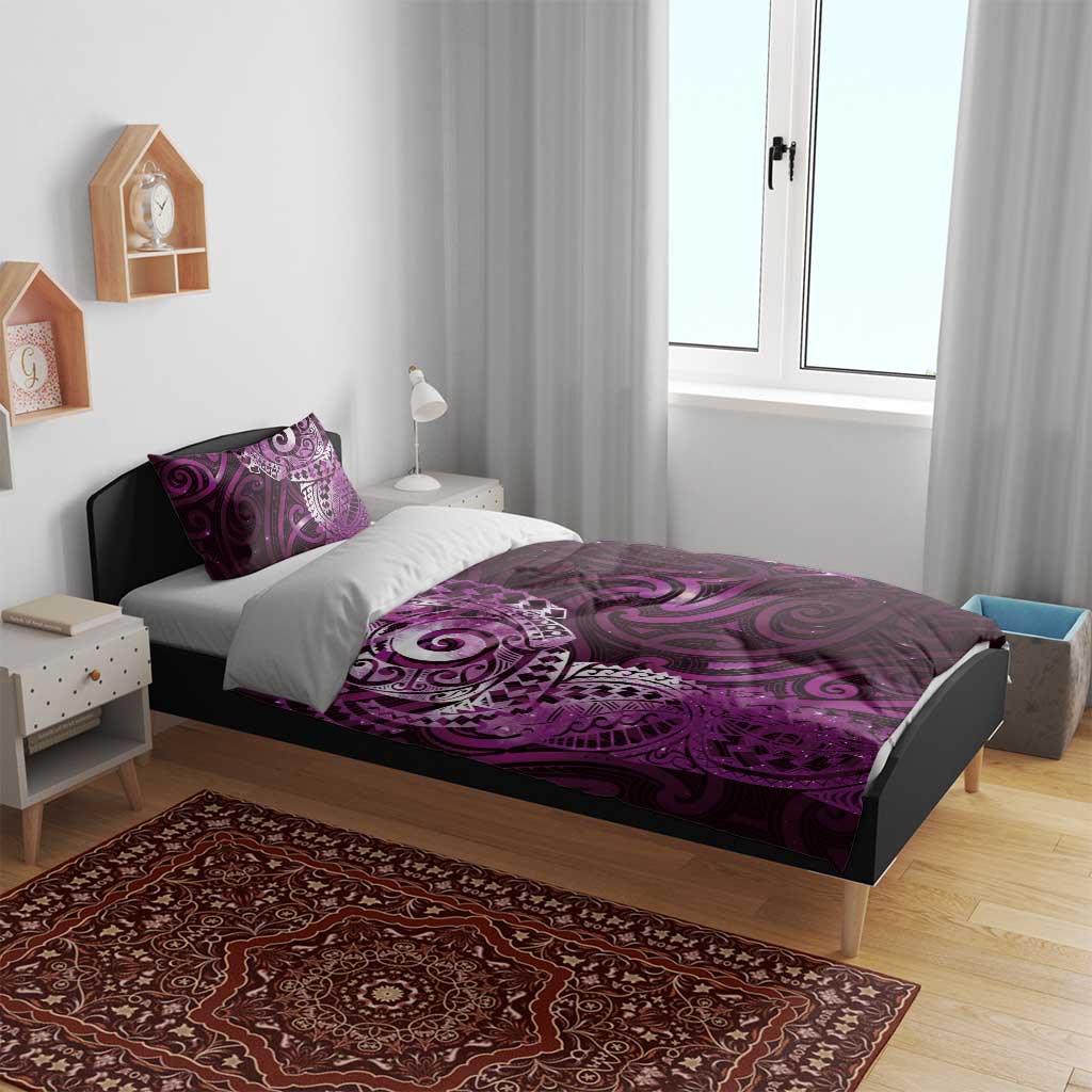 Matariki New Zealand Maori Koru Art Tattoo Bedding Set New Year Galaxy Pink Sky Style