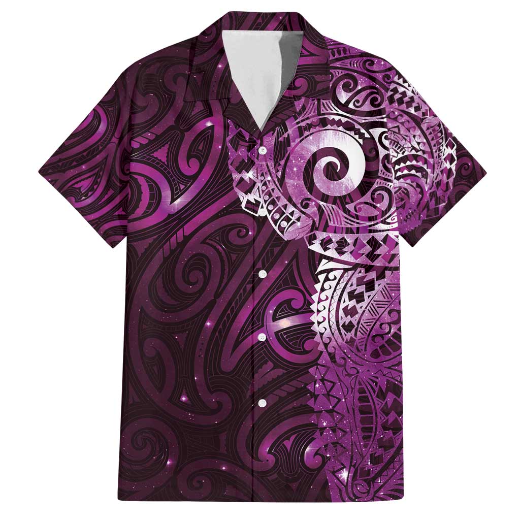Matariki New Zealand Maori Koru Art Tattoo Family Matching Long Sleeve Bodycon Dress and Hawaiian Shirt New Year Galaxy Pink Sky Style