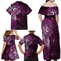 Matariki New Zealand Maori Koru Art Tattoo Family Matching Off Shoulder Maxi Dress and Hawaiian Shirt New Year Galaxy Pink Sky Style LT03 - Polynesian Pride