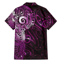 Matariki New Zealand Maori Koru Art Tattoo Family Matching Off Shoulder Maxi Dress and Hawaiian Shirt New Year Galaxy Pink Sky Style LT03 - Polynesian Pride