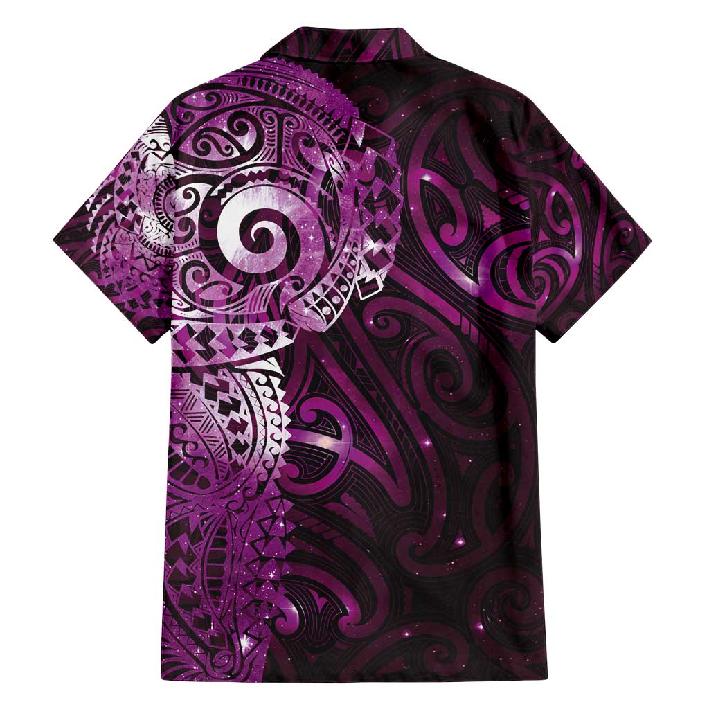 Matariki New Zealand Maori Koru Art Tattoo Family Matching Puletasi and Hawaiian Shirt New Year Galaxy Pink Sky Style