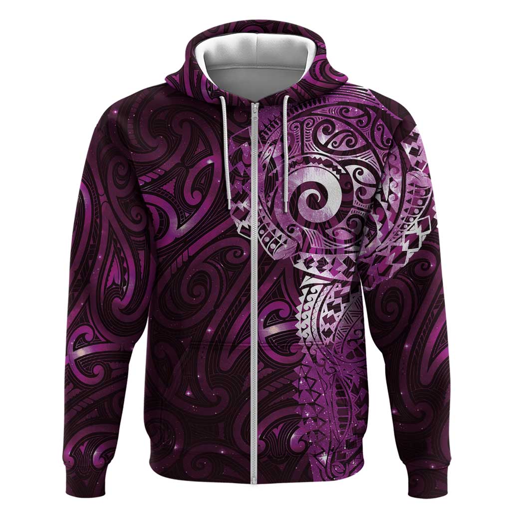 Matariki New Zealand Maori Koru Art Tattoo Hoodie New Year Galaxy Pink Sky Style