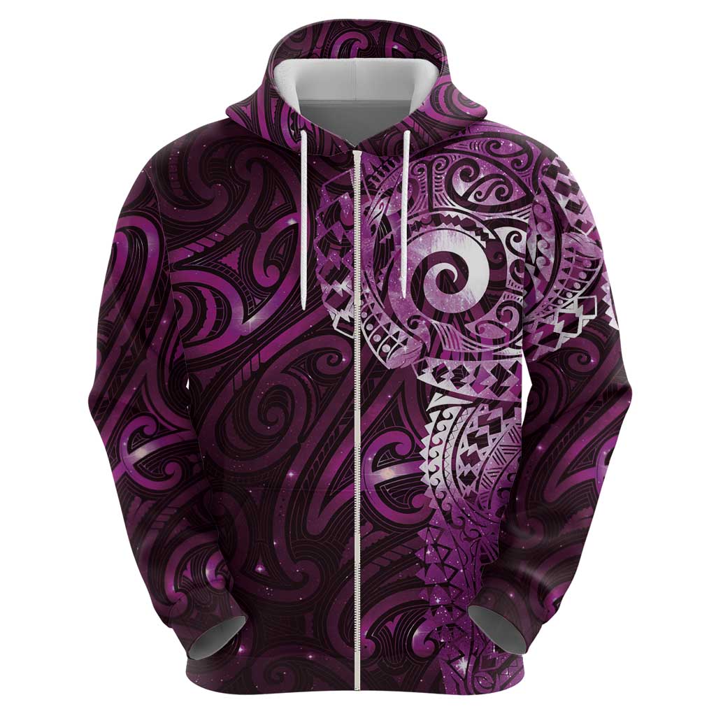 Matariki New Zealand Maori Koru Art Tattoo Hoodie New Year Galaxy Pink Sky Style