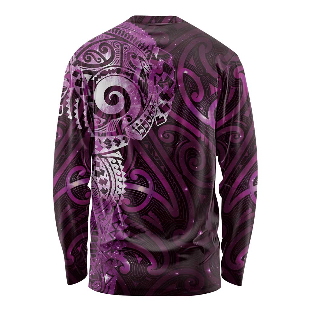 Matariki New Zealand Maori Koru Art Tattoo Long Sleeve Shirt New Year Galaxy Pink Sky Style