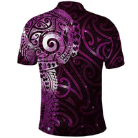 Matariki New Zealand Maori Koru Art Tattoo Polo Shirt New Year Galaxy Pink Sky Style