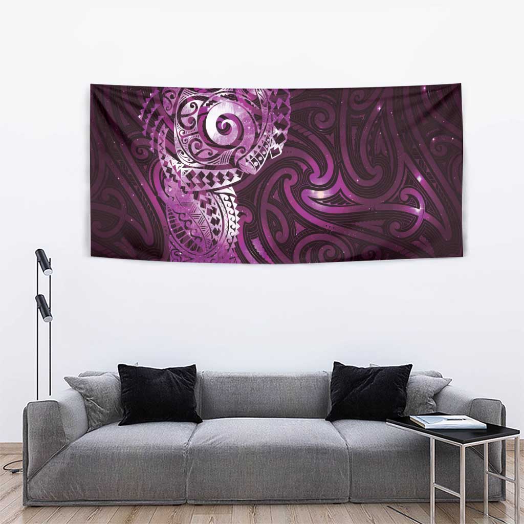 Matariki New Zealand Maori Koru Art Tattoo Tapestry New Year Galaxy Pink Sky Style