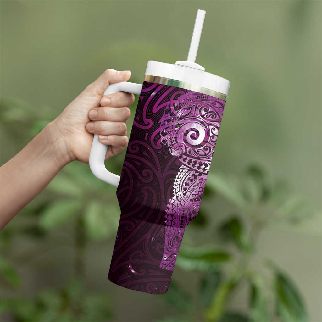 Matariki New Zealand Maori Koru Art Tattoo Tumbler With Handle New Year Galaxy Pink Sky Style