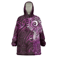 Matariki New Zealand Maori Koru Art Tattoo Wearable Blanket Hoodie New Year Galaxy Pink Sky Style
