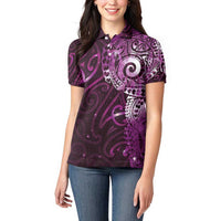 Matariki New Zealand Maori Koru Art Tattoo Women Polo Shirt New Year Galaxy Pink Sky Style