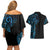 New Zealand Maori Koru Art Traditional Tattoo Couples Matching Off Shoulder Short Dress and Hawaiian Shirt Paua Shell