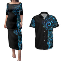 New Zealand Maori Koru Art Traditional Tattoo Couples Matching Puletasi and Hawaiian Shirt Paua Shell