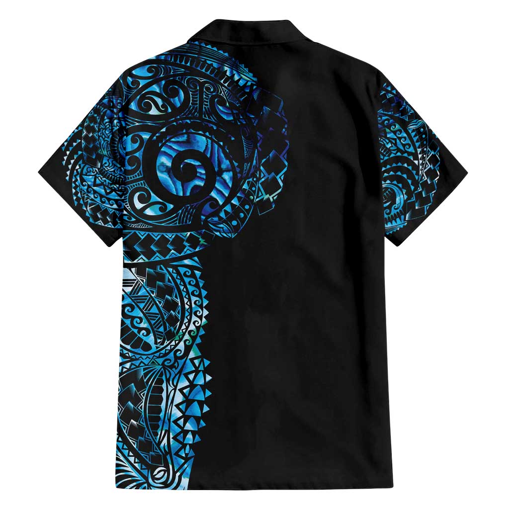 New Zealand Maori Koru Art Traditional Tattoo Family Matching Puletasi and Hawaiian Shirt Paua Shell LT03 - Polynesian Pride