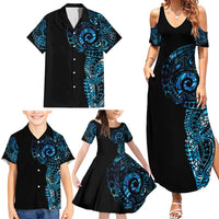 New Zealand Maori Koru Art Traditional Tattoo Family Matching Summer Maxi Dress and Hawaiian Shirt Paua Shell LT03 - Polynesian Pride