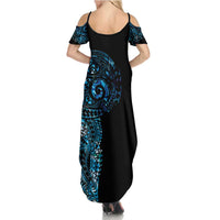 New Zealand Maori Koru Art Traditional Tattoo Family Matching Summer Maxi Dress and Hawaiian Shirt Paua Shell LT03 - Polynesian Pride