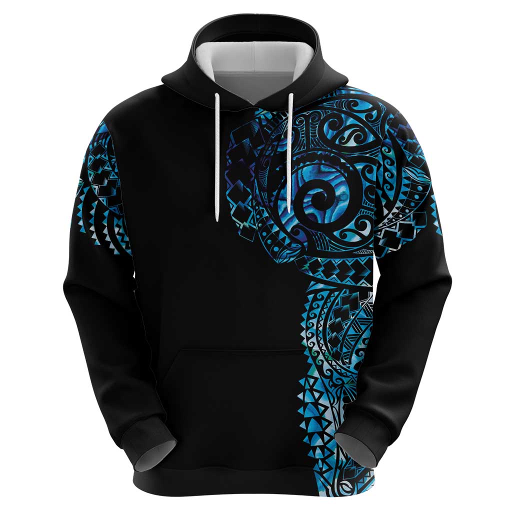 New Zealand Maori Koru Art Traditional Tattoo Hoodie Paua Shell