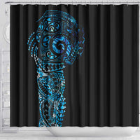 New Zealand Maori Koru Art Traditional Tattoo Shower Curtain Paua Shell