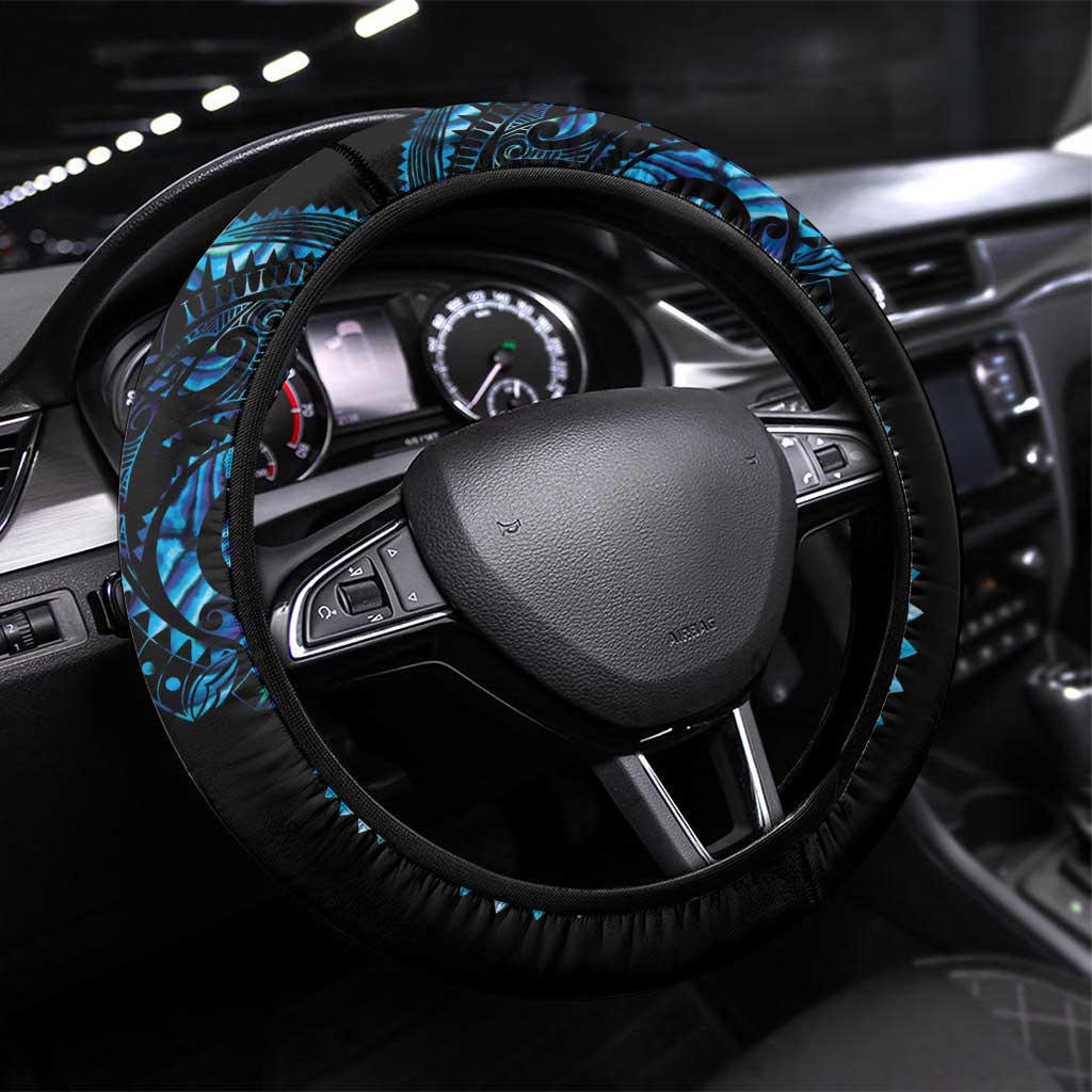 New Zealand Maori Koru Art Traditional Tattoo Steering Wheel Cover Paua Shell