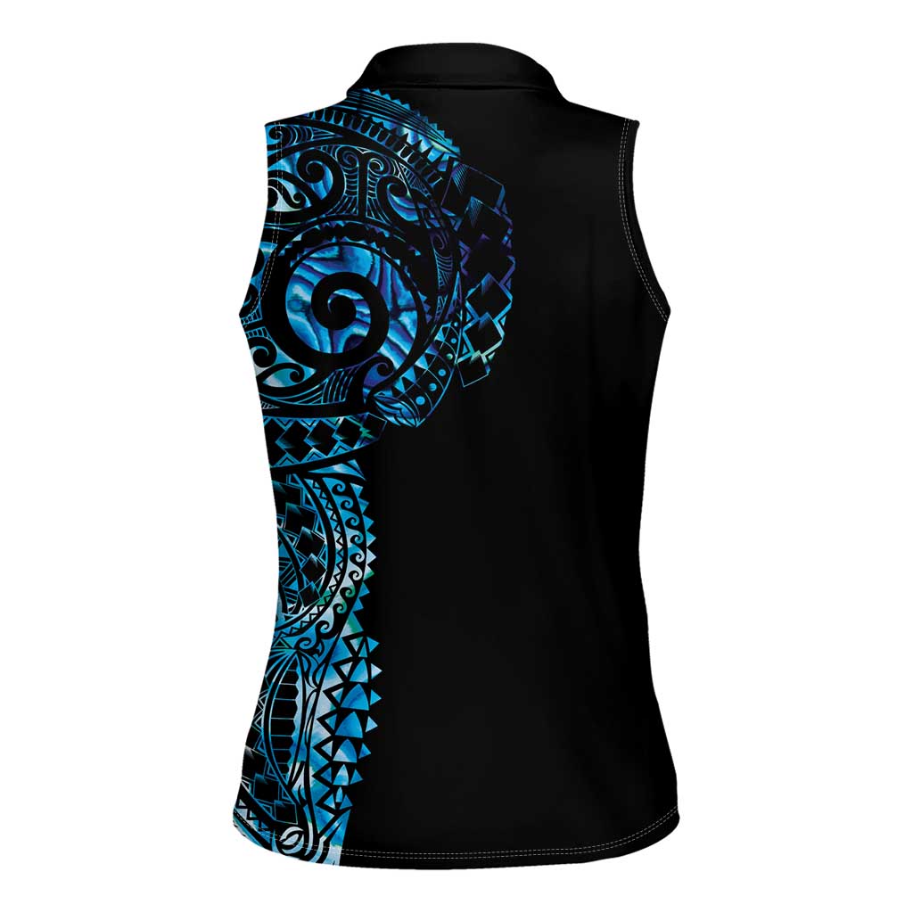 New Zealand Maori Koru Art Traditional Tattoo Women Sleeveless Polo Shirt Paua Shell LT03 - Polynesian Pride