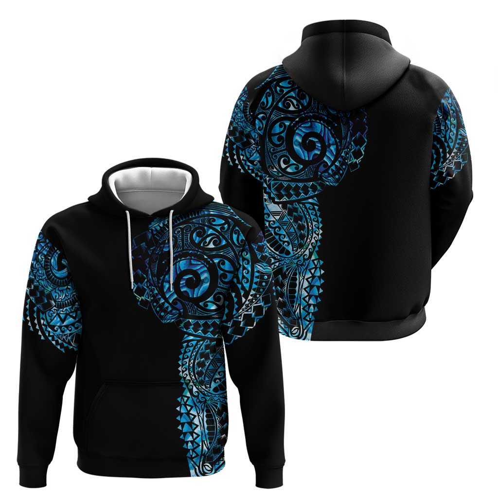 New Zealand Maori Koru Art Traditional Tattoo Zip Hoodie Paua Shell
