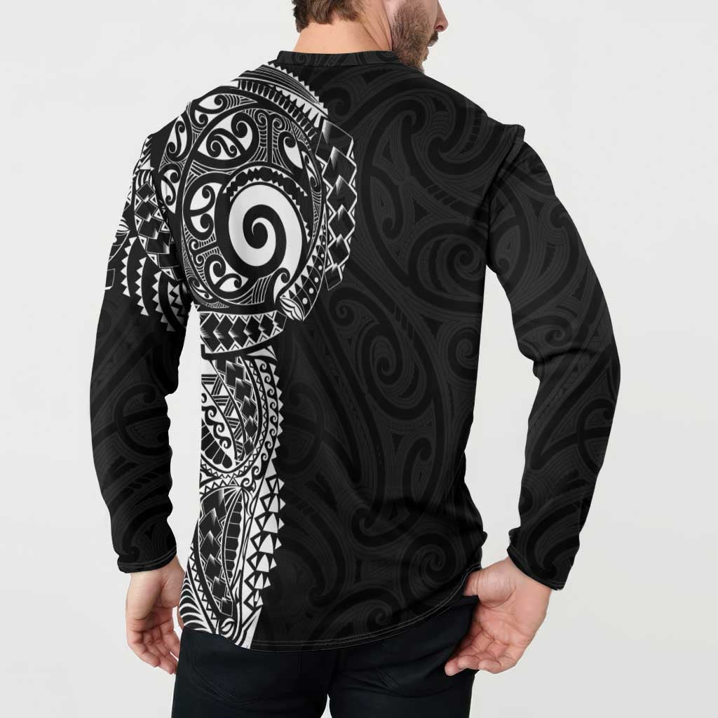 New Zealand Maori Koru Art Traditional Tattoo Button Sweatshirt Simple Style