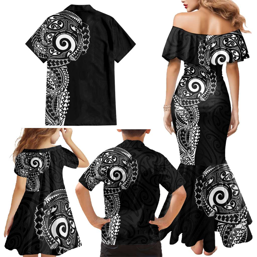 New Zealand Maori Koru Art Traditional Tattoo Family Matching Mermaid Dress and Hawaiian Shirt Simple Style