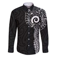 New Zealand Maori Koru Art Traditional Tattoo Family Matching Off Shoulder Short Dress and Hawaiian Shirt Simple Style