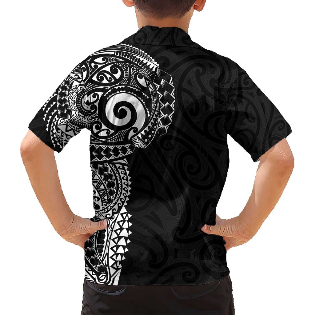 New Zealand Maori Koru Art Traditional Tattoo Family Matching Short Sleeve Bodycon Dress and Hawaiian Shirt Simple Style