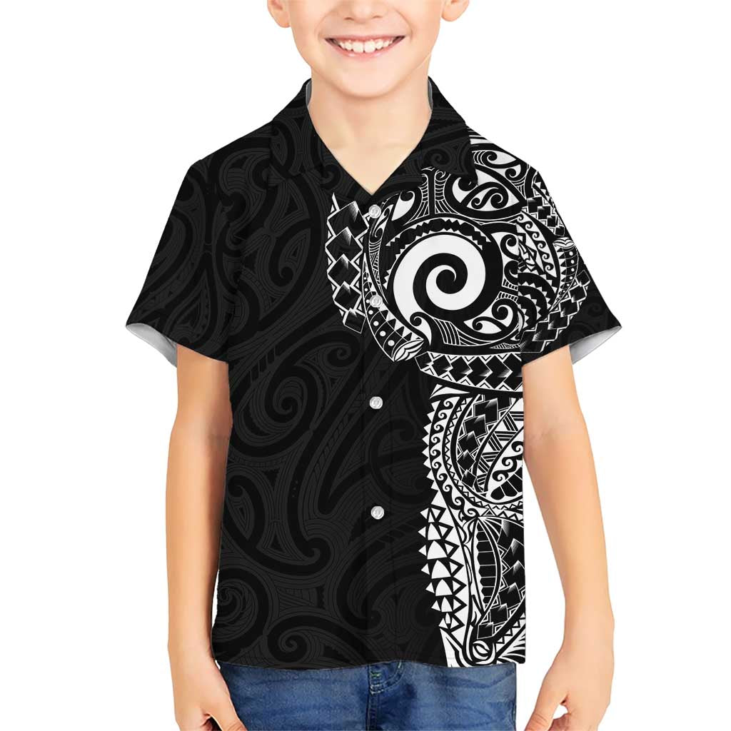 New Zealand Maori Koru Art Traditional Tattoo Family Matching Short Sleeve Bodycon Dress and Hawaiian Shirt Simple Style