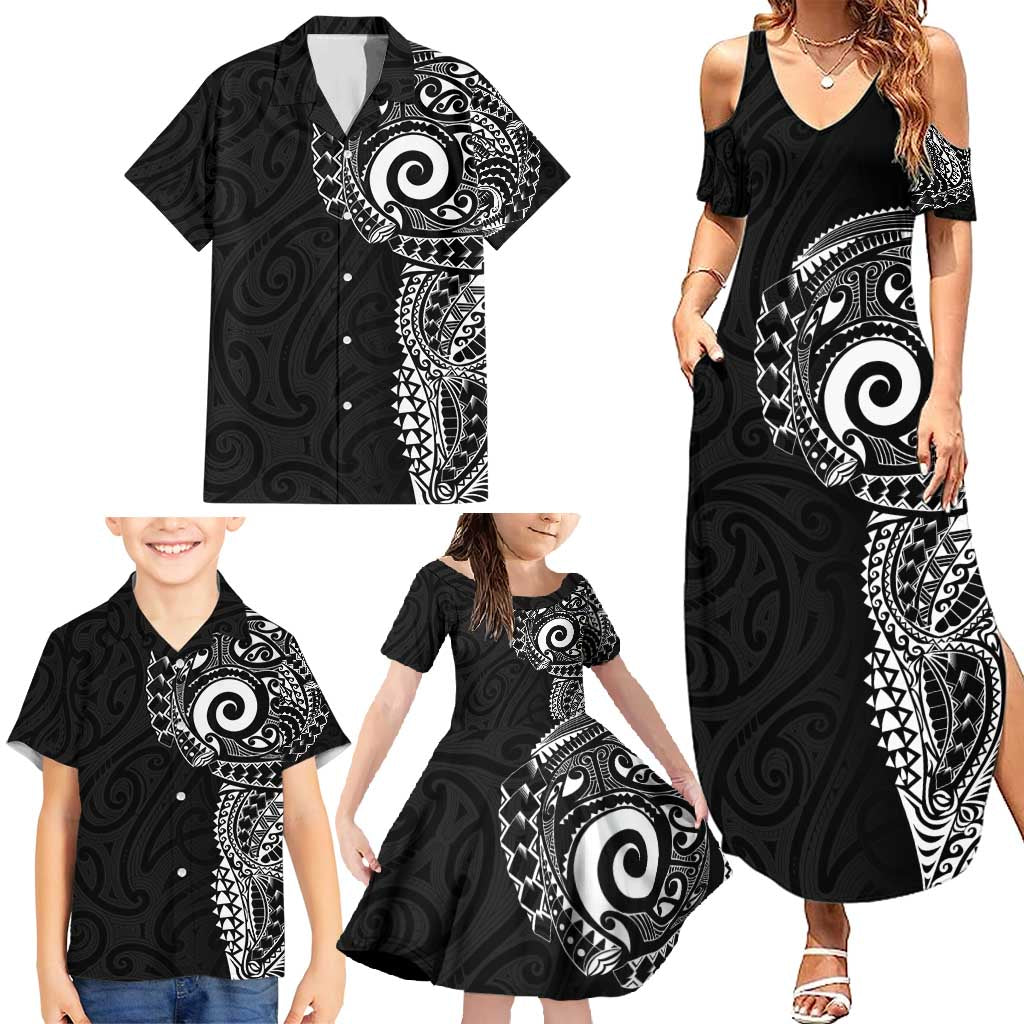 New Zealand Maori Koru Art Traditional Tattoo Family Matching Summer Maxi Dress and Hawaiian Shirt Simple Style