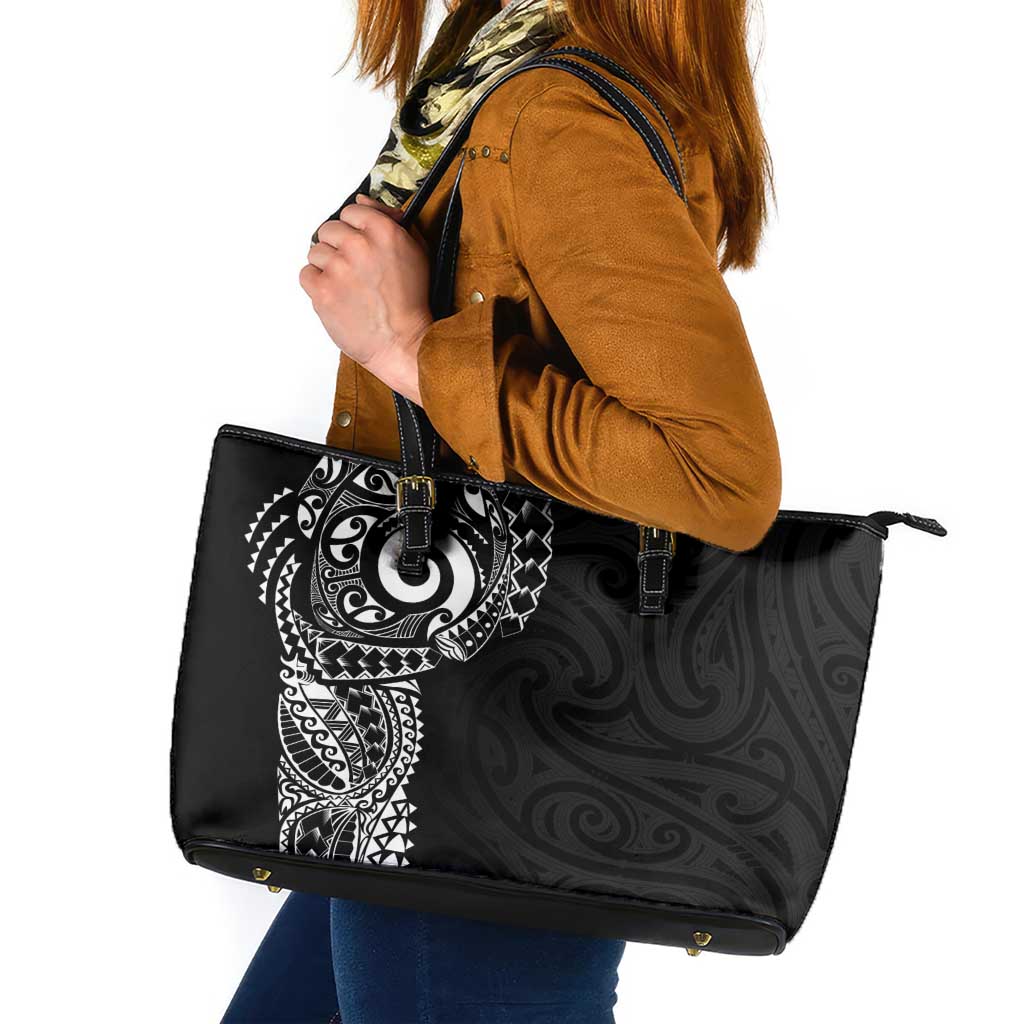 New Zealand Maori Koru Art Traditional Tattoo Leather Tote Bag Simple Style