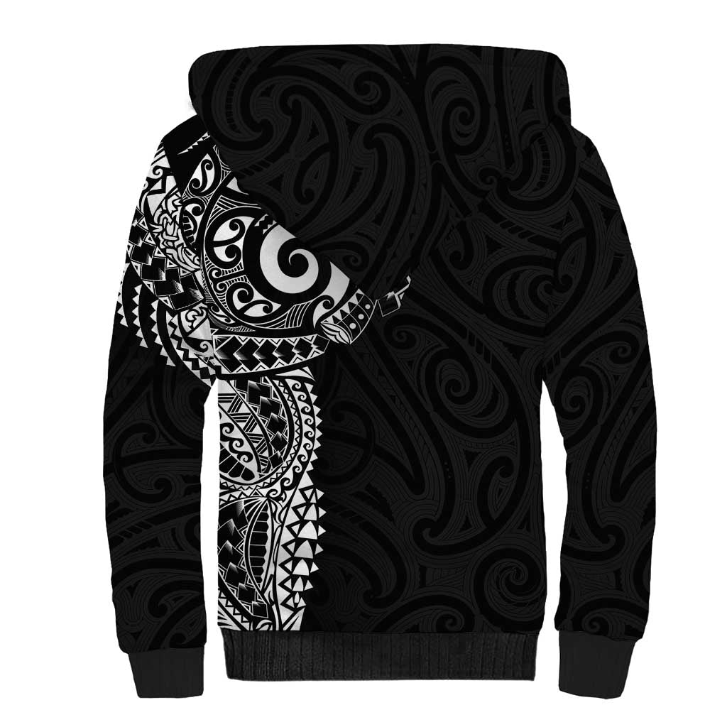 New Zealand Maori Koru Art Traditional Tattoo Sherpa Hoodie Simple Style