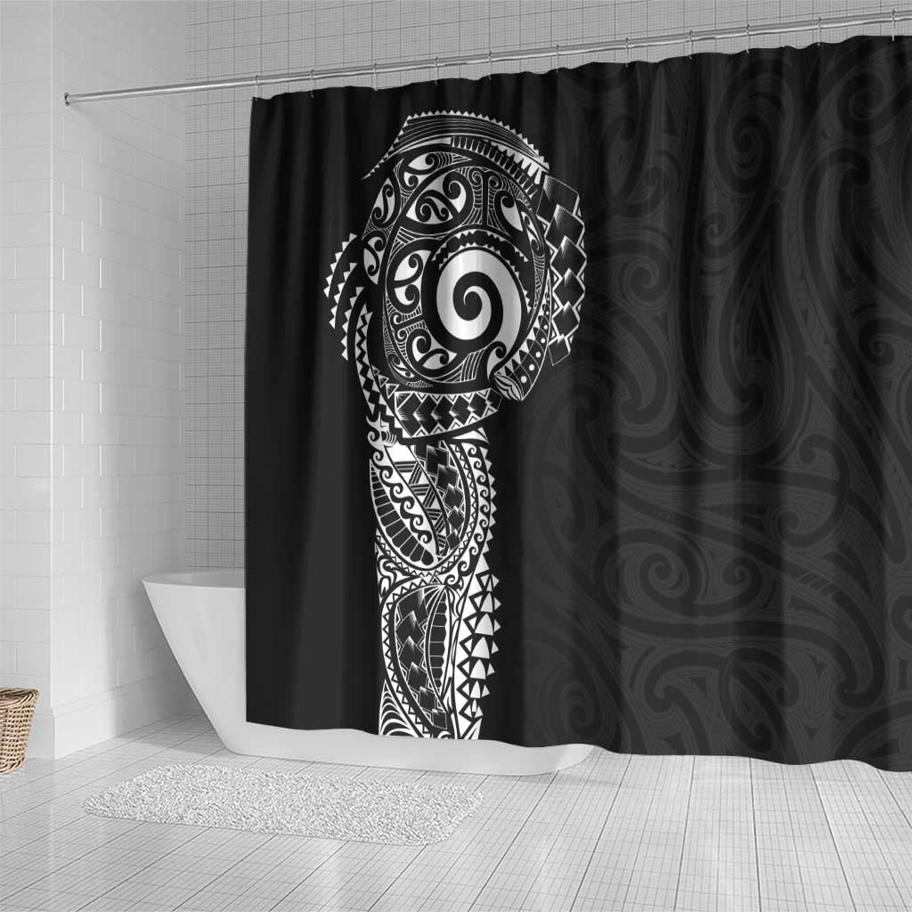 New Zealand Maori Koru Art Traditional Tattoo Shower Curtain Simple Style