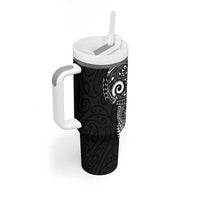 New Zealand Maori Koru Art Traditional Tattoo Tumbler With Handle Simple Style