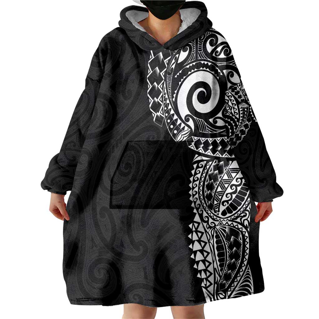 New Zealand Maori Koru Art Traditional Tattoo Wearable Blanket Hoodie Simple Style LT03 - Polynesian Pride