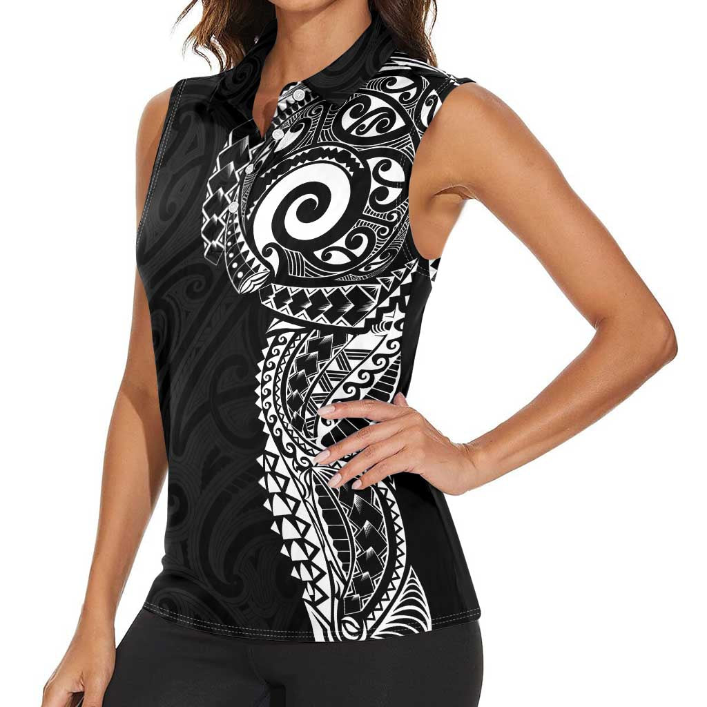 New Zealand Maori Koru Art Traditional Tattoo Women Sleeveless Polo Shirt Simple Style