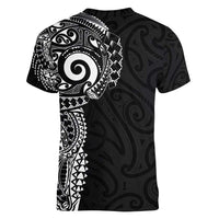 New Zealand Maori Koru Art Traditional Tattoo Women V-Neck T-Shirt Simple Style LT03 - Polynesian Pride