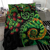 New Zealand Koru Plants and Pohutukawa Bedding Set Maori Tattoo Pattern