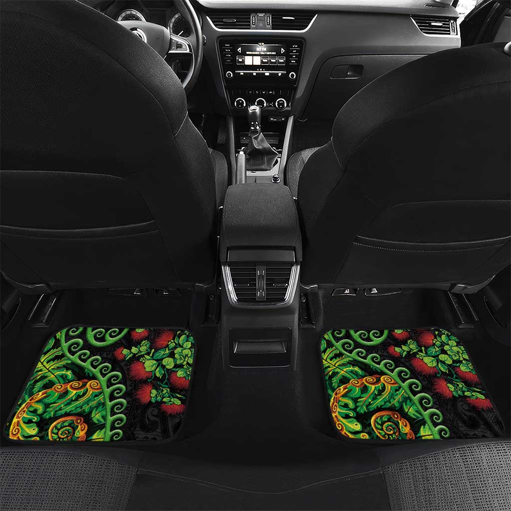 New Zealand Koru Plants and Pohutukawa Car Mats Maori Tattoo Pattern
