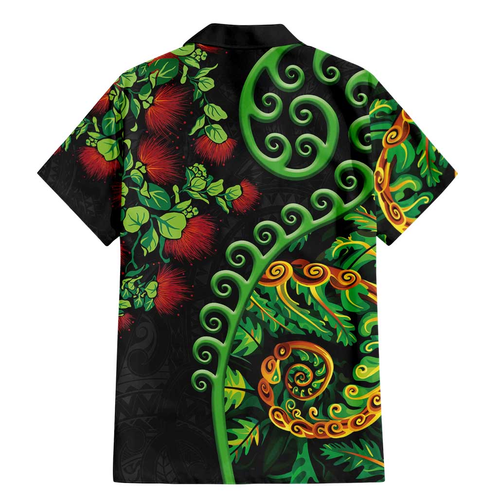 New Zealand Koru Plants and Pohutukawa Family Matching Mermaid Dress and Hawaiian Shirt Maori Tattoo Pattern