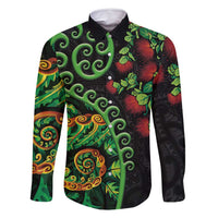 New Zealand Koru Plants and Pohutukawa Family Matching Mermaid Dress and Hawaiian Shirt Maori Tattoo Pattern