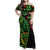 New Zealand Koru Plants and Pohutukawa Family Matching Off Shoulder Maxi Dress and Hawaiian Shirt Maori Tattoo Pattern