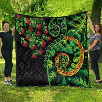 New Zealand Koru Plants and Pohutukawa Quilt Maori Tattoo Pattern