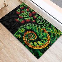 New Zealand Koru Plants and Pohutukawa Rubber Doormat Maori Tattoo Pattern