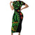 New Zealand Koru Plants and Pohutukawa Short Sleeve Bodycon Dress Maori Tattoo Pattern