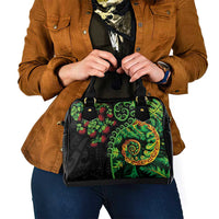 New Zealand Koru Plants and Pohutukawa Shoulder Handbag Maori Tattoo Pattern
